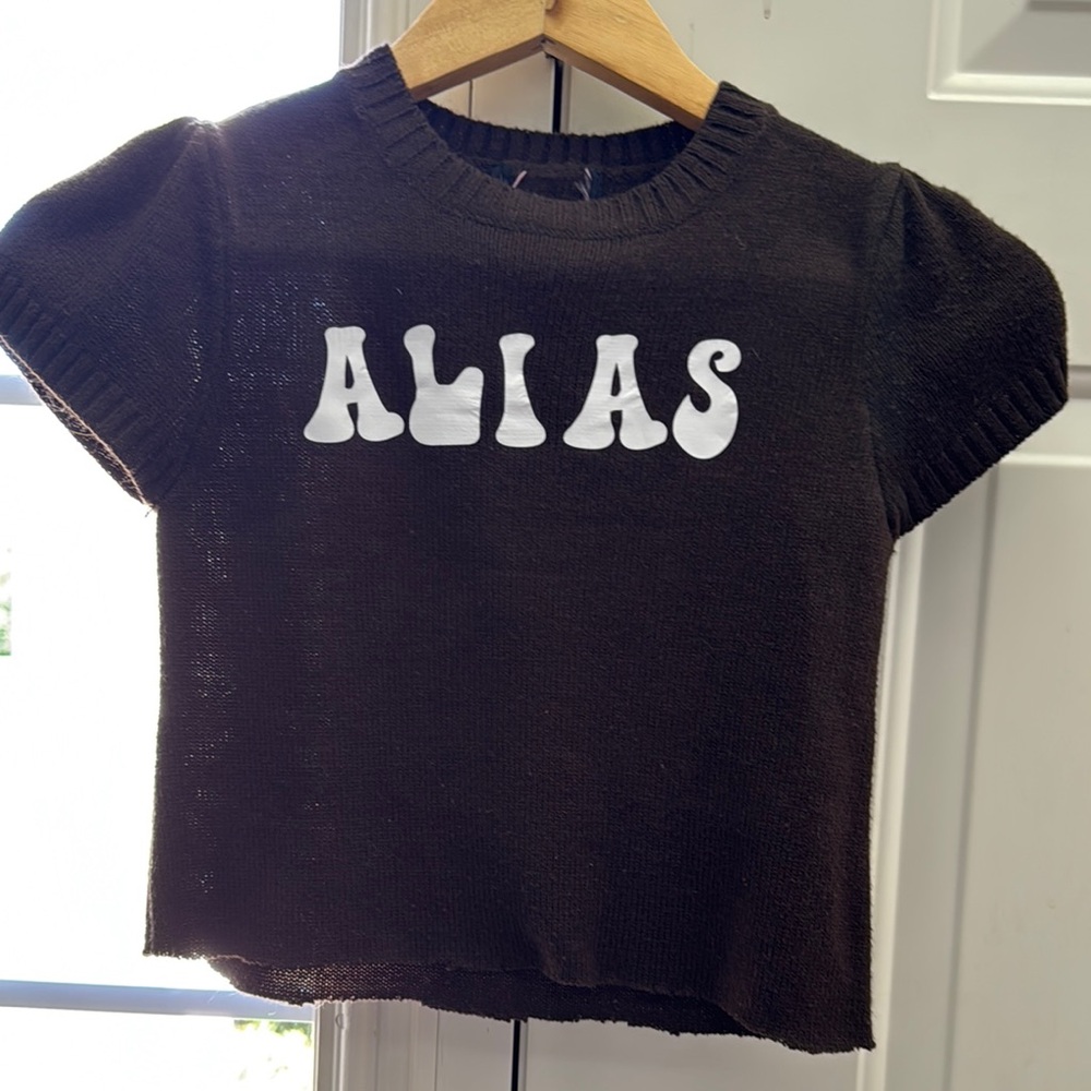 Alia Brown and White Short Sleeve Tee